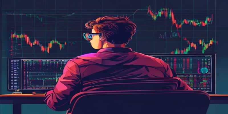 trader looking at charts with overconfidence bias visualization